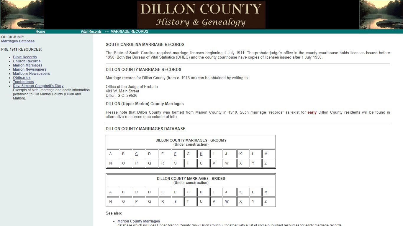 Proctor Publications - Marriage Records - South Carolina SC