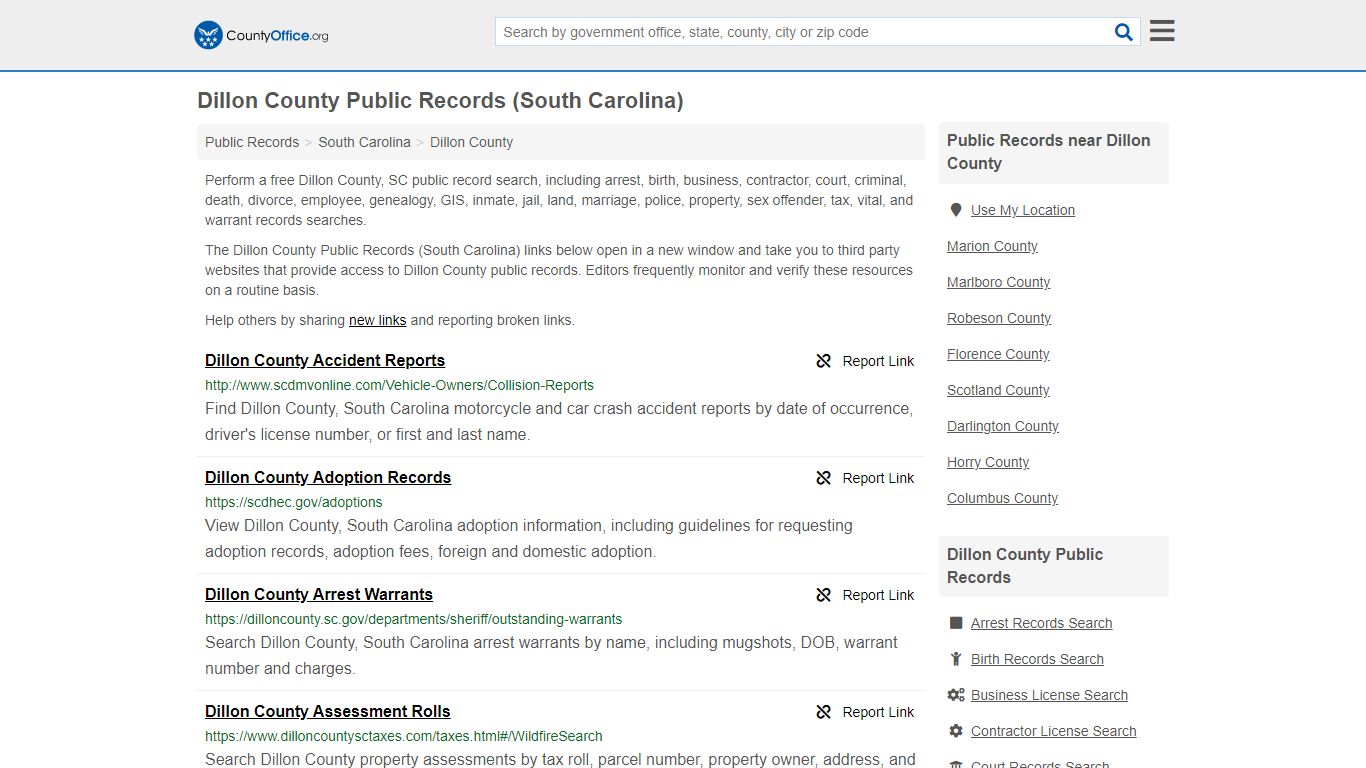 Dillon County Public Records (South Carolina) - County Office